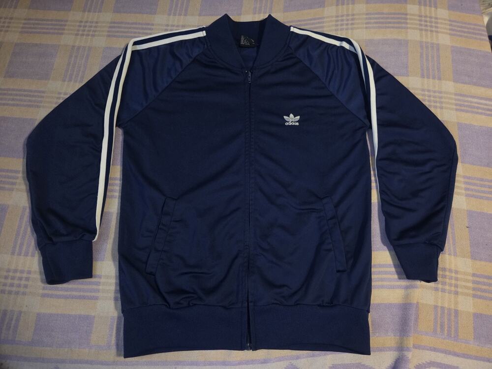 Vintage 80s Adidas ATP Keyrolan Track Jacket Size Large Navy Blue USA 70s Zip